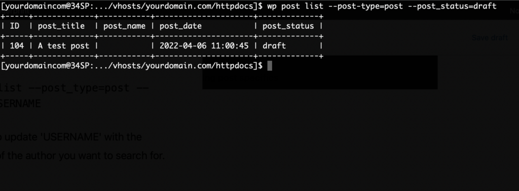 Listing draft posts using WP-CLI